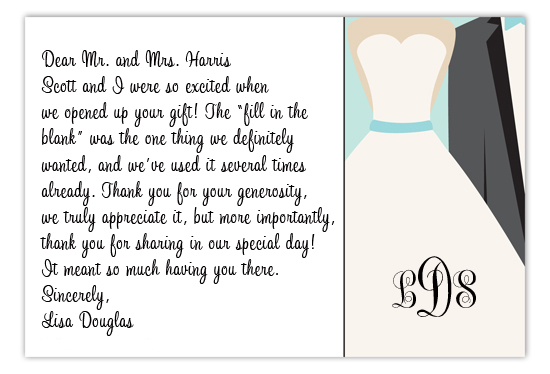 sample thank you Etiquette Tidbit: Wedding Thank You Notes